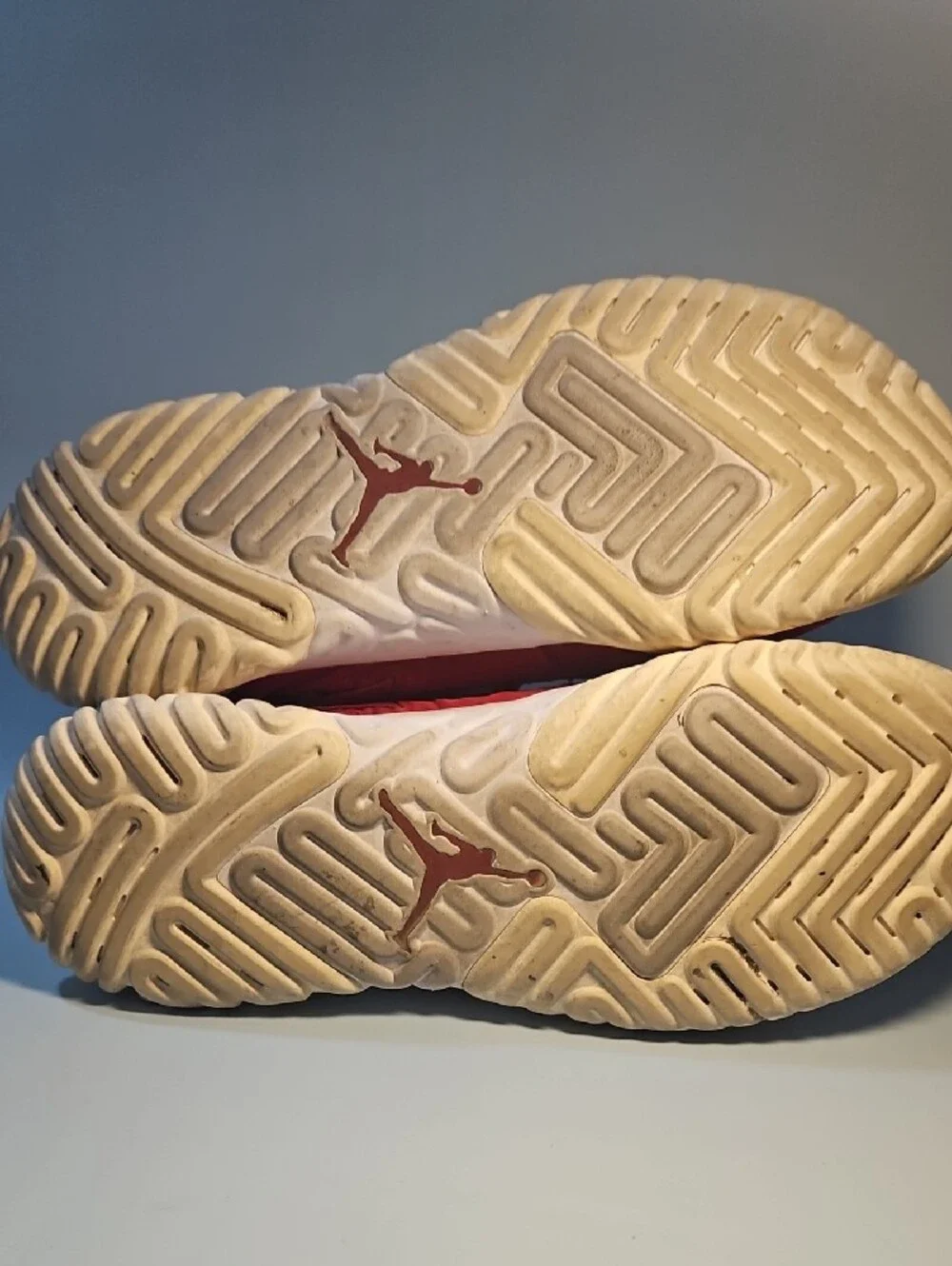 Jordan Red Strap High-Top Sneaker with White Sole Bin 12
